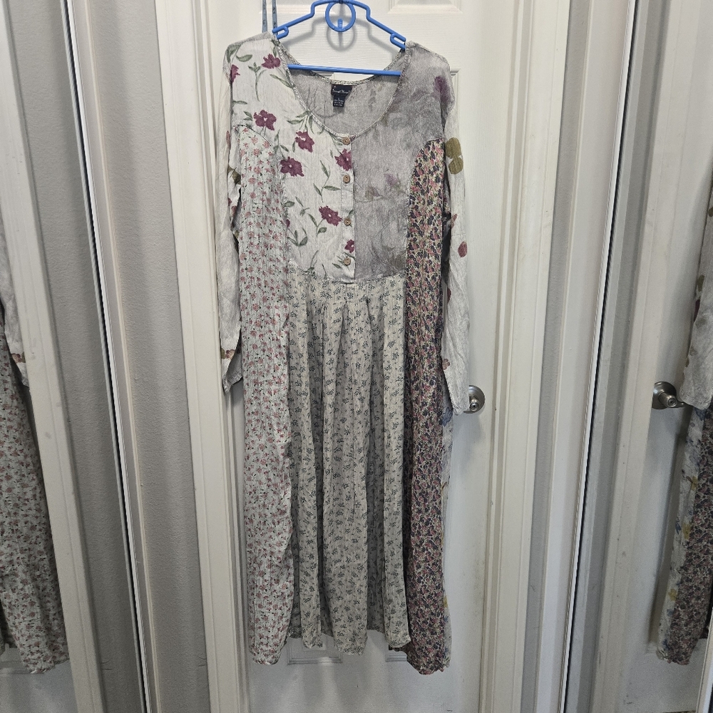 Sacred Threads Floral Patchwork/quilt Dress Size L